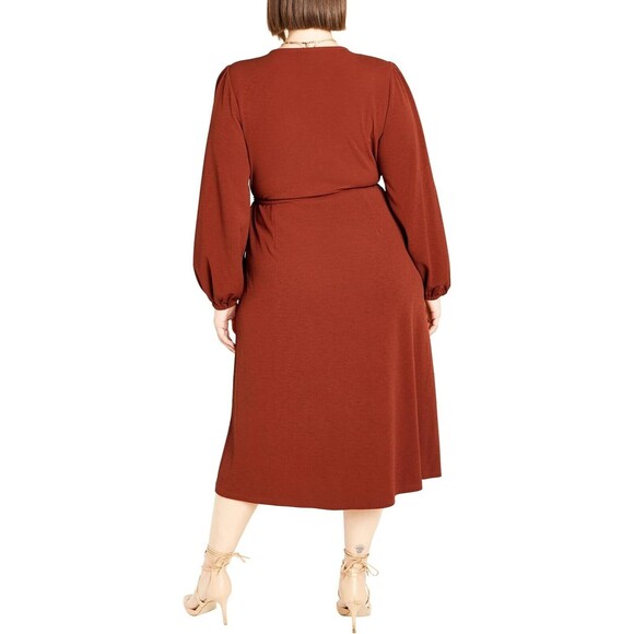 Women’s Wrap Dress plus size L (US20) NWT Hayden Sienna rustic red midi dress - Picture 2 of 12